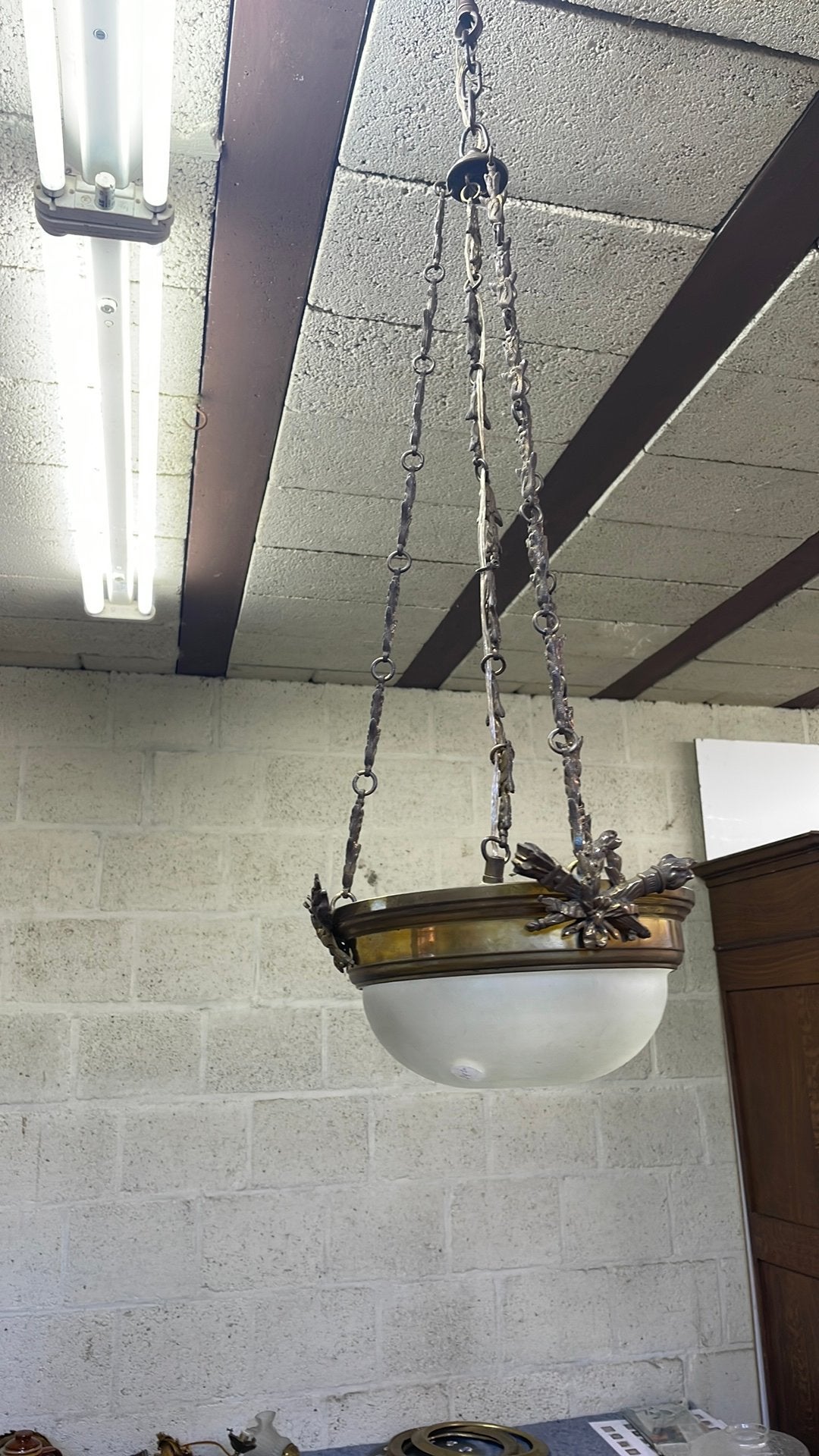 Koperen/ bronzen Antieke hanglamp, Ophalen