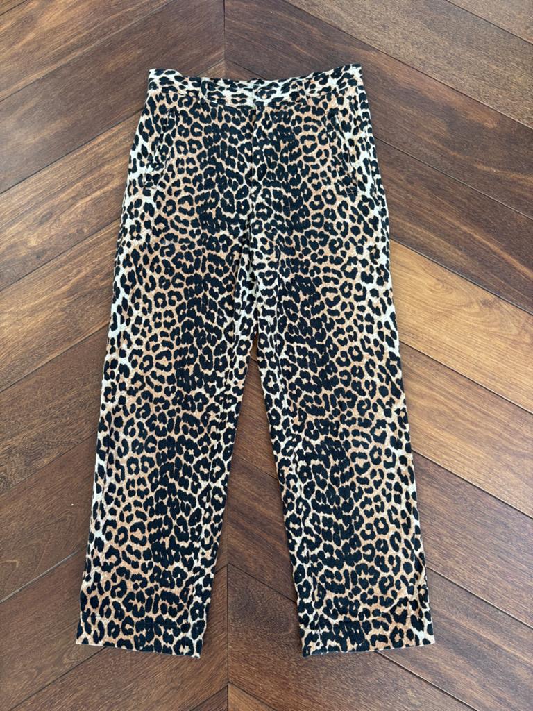 Ganni linnen broek maat S luipaardprint, Ophalen of Verzenden, Zo goed als nieuw, Maat 36 (S), Bruin