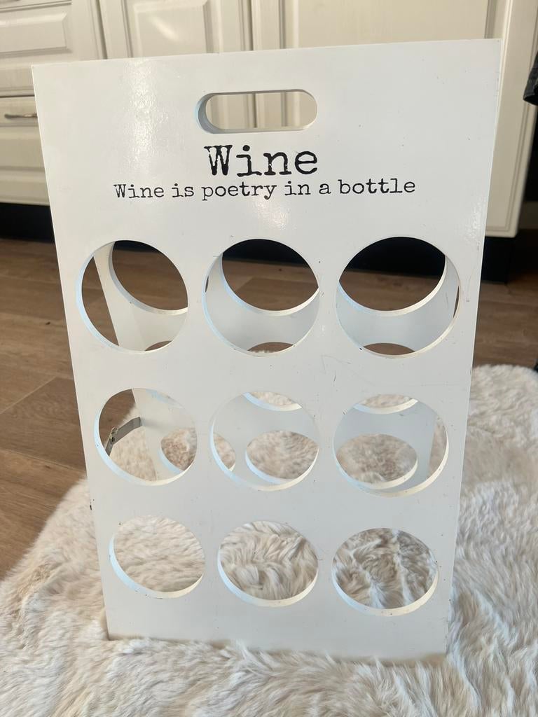 White Wooden Wine Rack – Used, Huis en Inrichting, Woonaccessoires | Wijnrekken, Ophalen of Verzenden, Gebruikt, Hout, Minder dan 50 cm