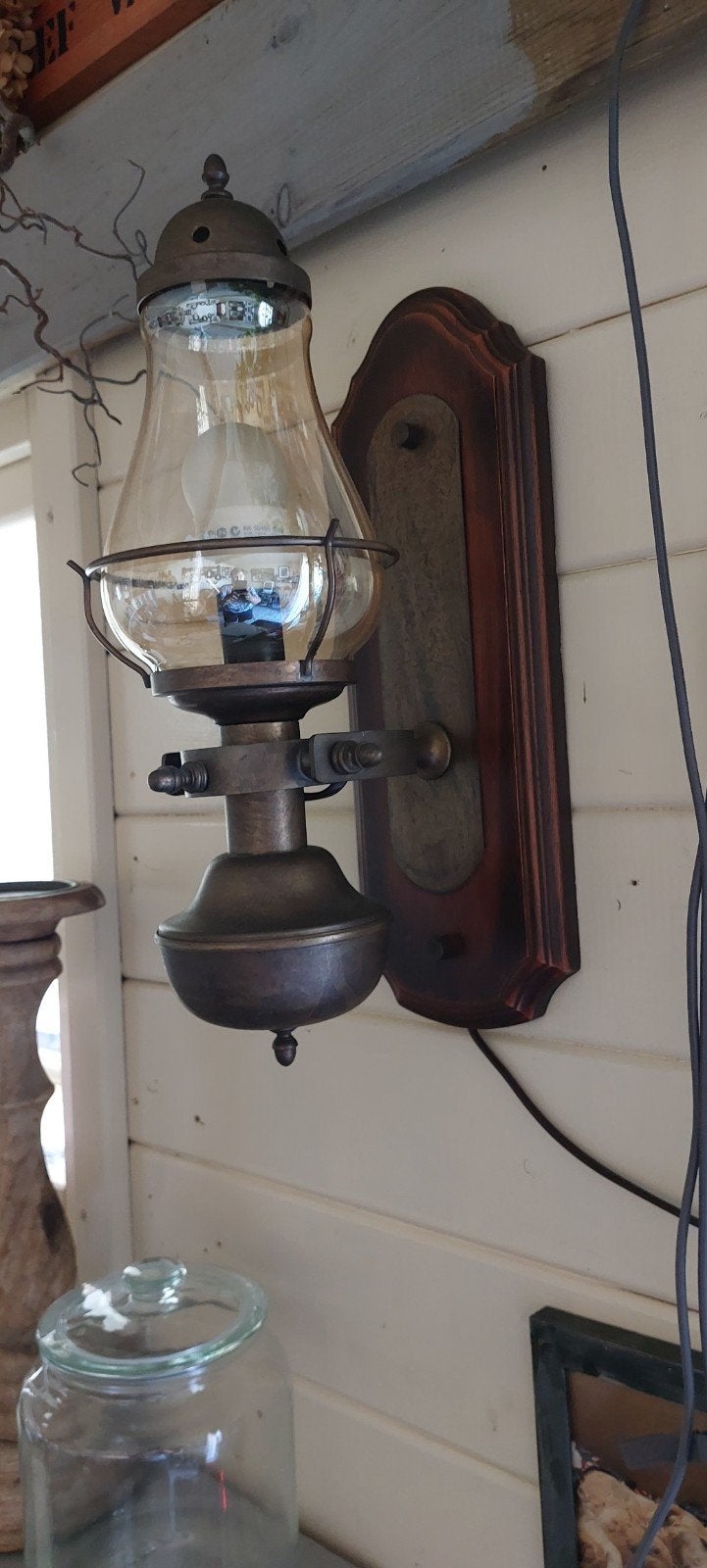 Antieke messing wandlamp - Scheepslamp stijl, Ophalen