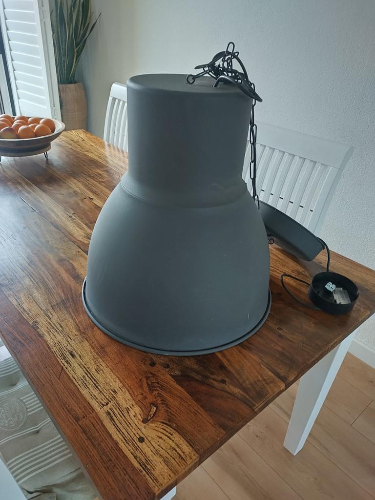 IKEA Hektar hanglamp - Grijs, industrieel design, Ophalen of Verzenden, Zo goed als nieuw, Metaal, Minder dan 50 cm