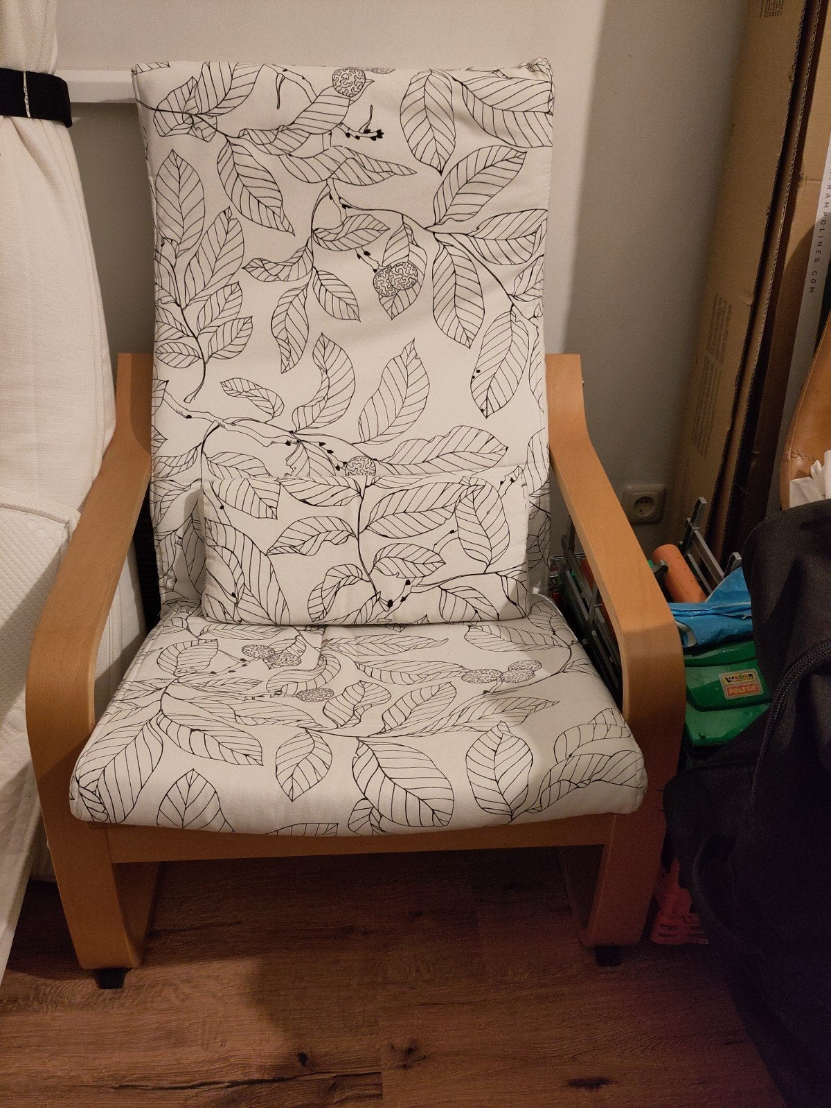 IKEA POANG stoel, berken met wit kussen, Ophalen, Gebruikt, Wit, Eén