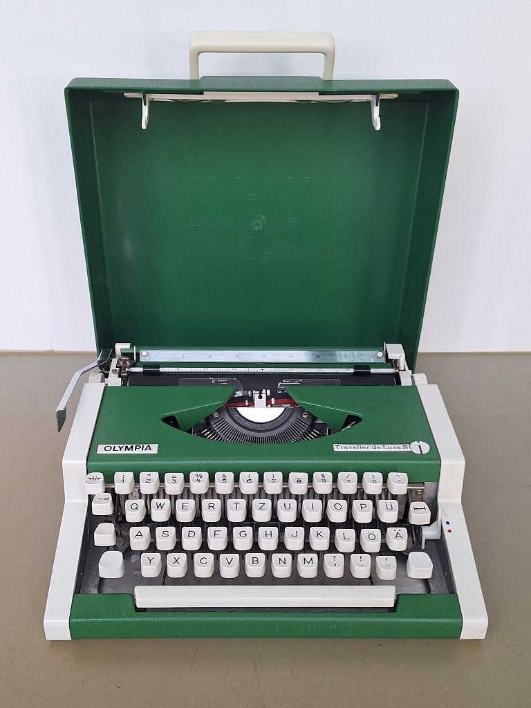 vintage groene Olympia Traveller de Luxe S typemachine, Ophalen of Verzenden, Gebruikt