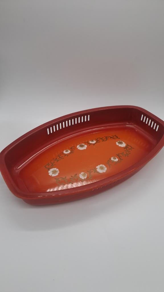 Brabantia emaille broodmand oranje rood met madeliefjes, Ophalen of Verzenden