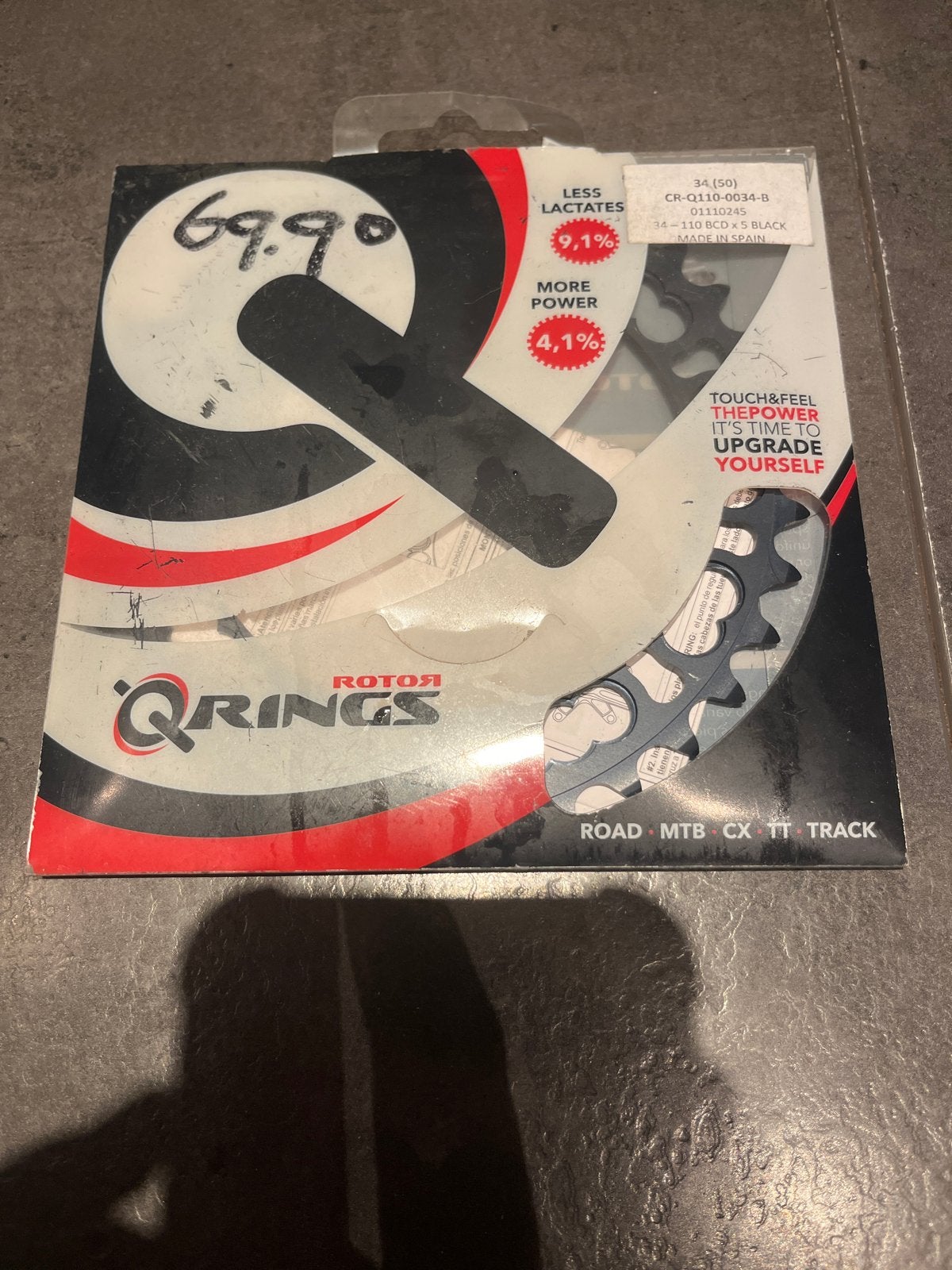 Rotor Q-Rings Q110 34T BCD x 5 Zwart Crankstelblad, Crankstel of Pedalen, Nieuw, Ophalen of Verzenden, Aluminium