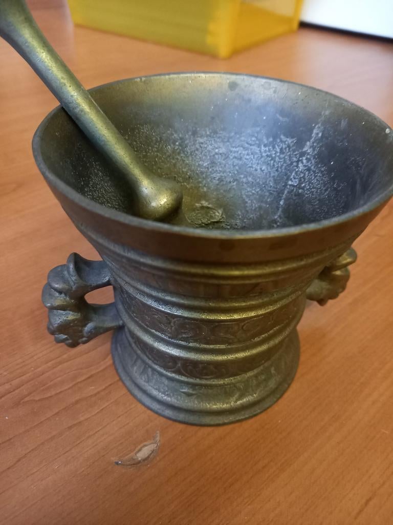 Prachtige antieke vijzel met stamper, Antiek en Kunst, Ophalen of Verzenden