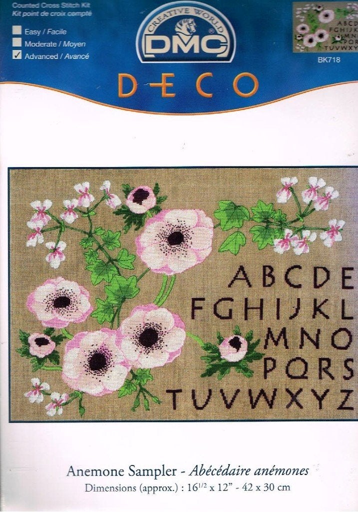 Cado koopje dmc borduurpakket, ANEMONE SAMPLER BK 718, Ophalen of Verzenden, Nieuw, Borduurpakket
