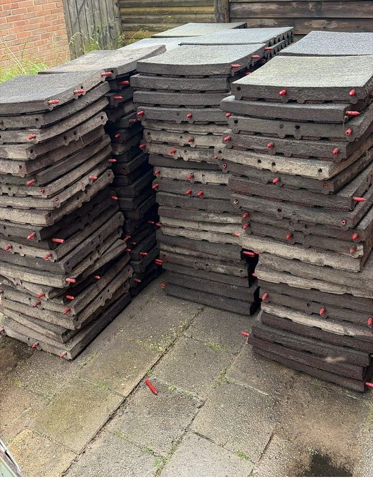 Rubberen tegels, Tuin en Terras, Tegels en Klinkers, Ophalen, Zo goed als nieuw, Rubber, Overige typen