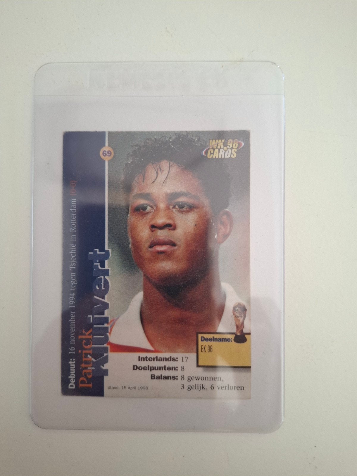 Patrick Kluivert WK 98 CARDS Spelerskaart, Ophalen of Verzenden, Zo goed als nieuw, Overige binnenlandse clubs, Spelerskaart