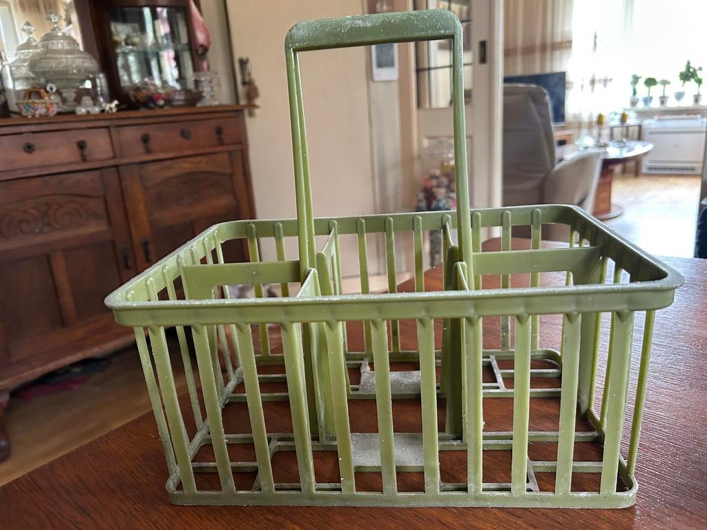 Vintage flessenrekje, Kunststof, Ophalen of Verzenden, Overige merken, Groen