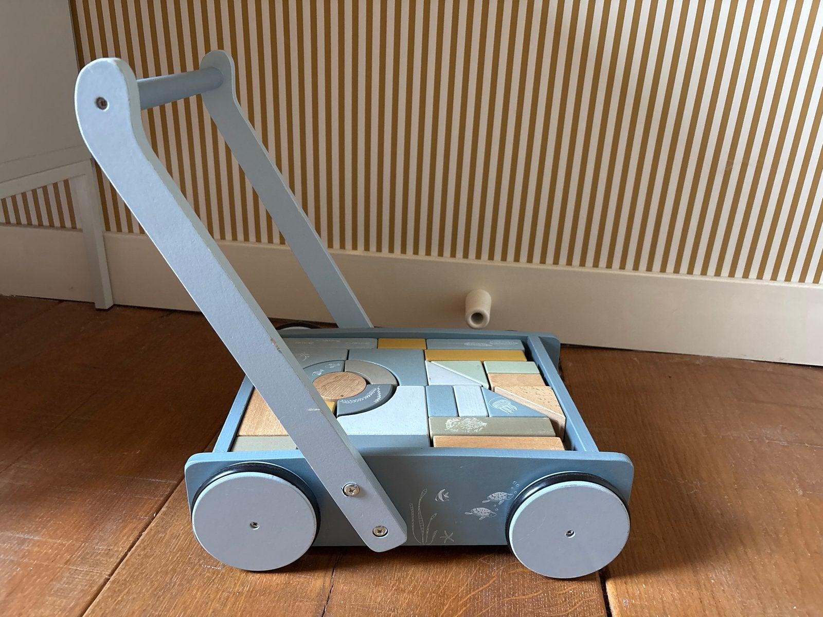 Little Dutch houten loopwagen met blokken, Ophalen, Zo goed als nieuw, Overige typen, Met wieltjes
