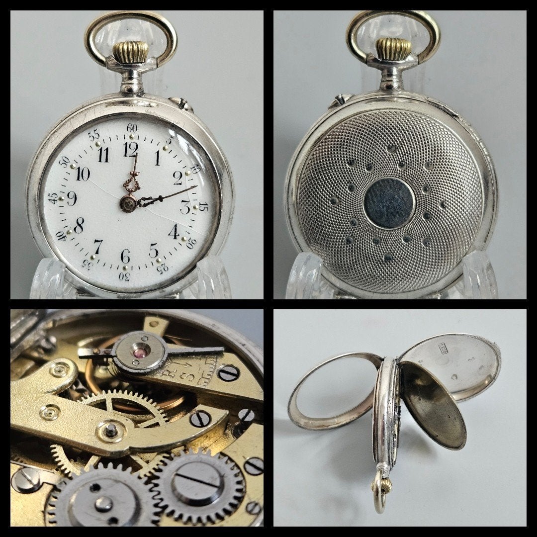 Antiek zilver,  dames zakhorloge met kroonopwinding, Ophalen of Verzenden, Zilver