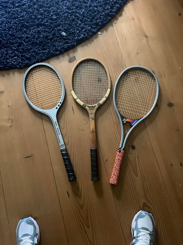 3 antieke tennis rackets, Sport en Fitness, Tennis, Ophalen of Verzenden, Gebruikt, Racket, Dunlop