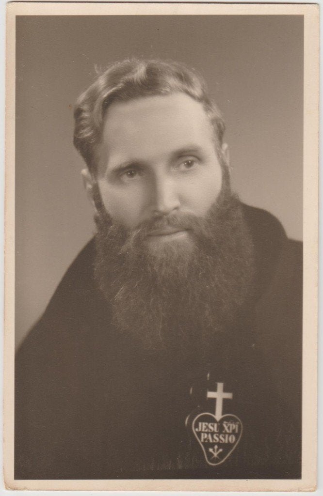 Fotokaart van pater L. Orthig (?) 1953 - missie-Bedankkaart, Verzamelen, Ophalen, 1920 tot 1940, Ongelopen, Cultuur en Media