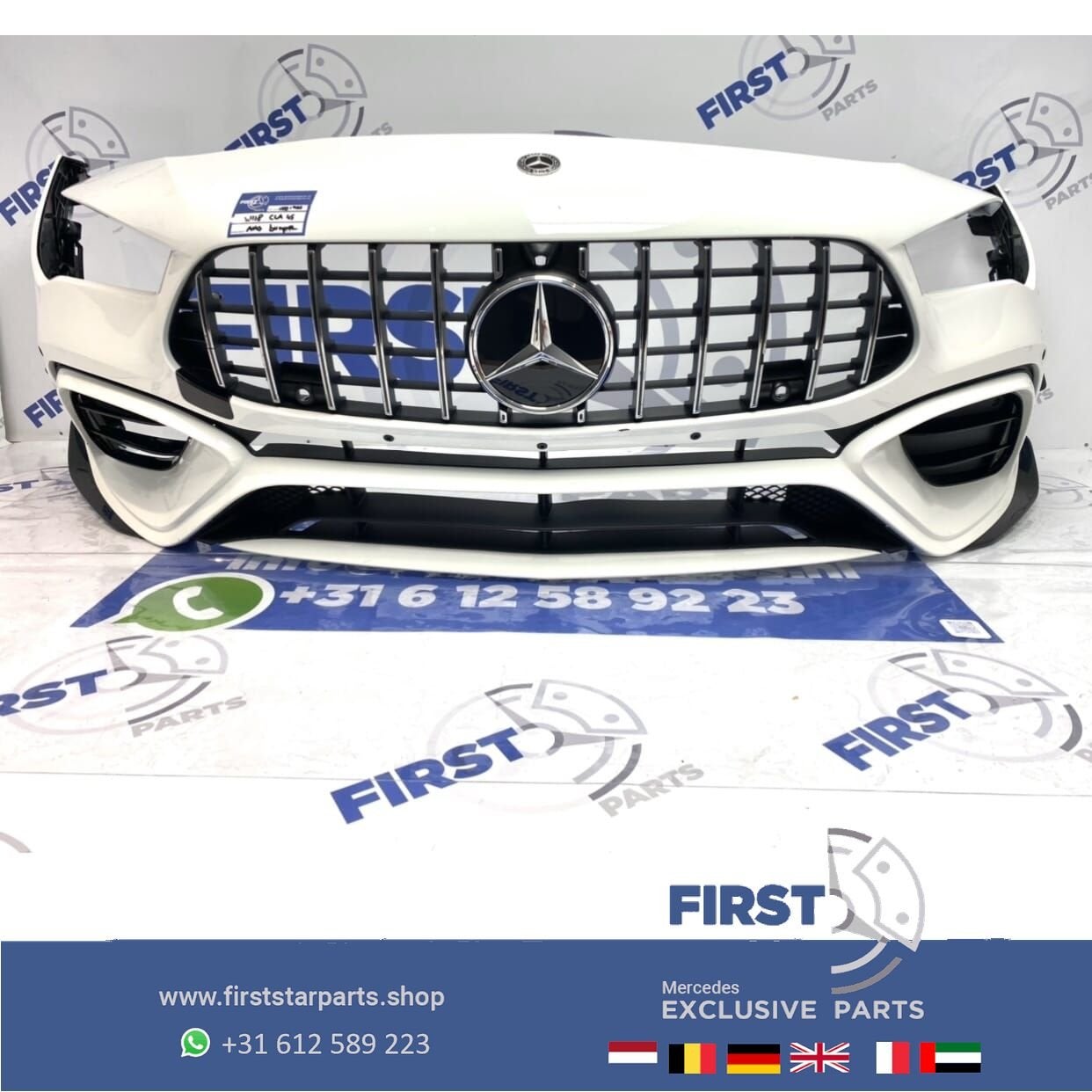W118 CLA45 CLA45S AMG AERO VOORBUMPER WIT + GT GRIL ORIGINEE, Gebruikt, -, Voor, Ophalen of Verzenden
