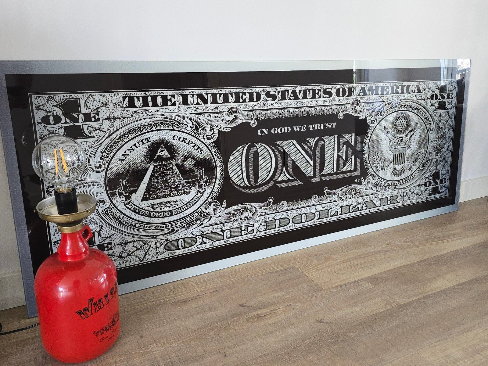 Exclusieve XXL One Dollar glasplaat van 160 x 60cm €30, Ophalen, Nieuw, Print