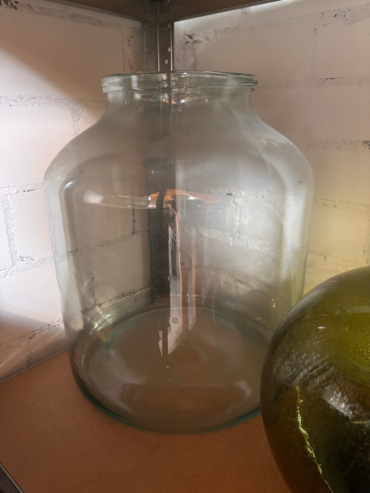Grote melkbus vaas, Ophalen, Transparant, 41 cm, Glas