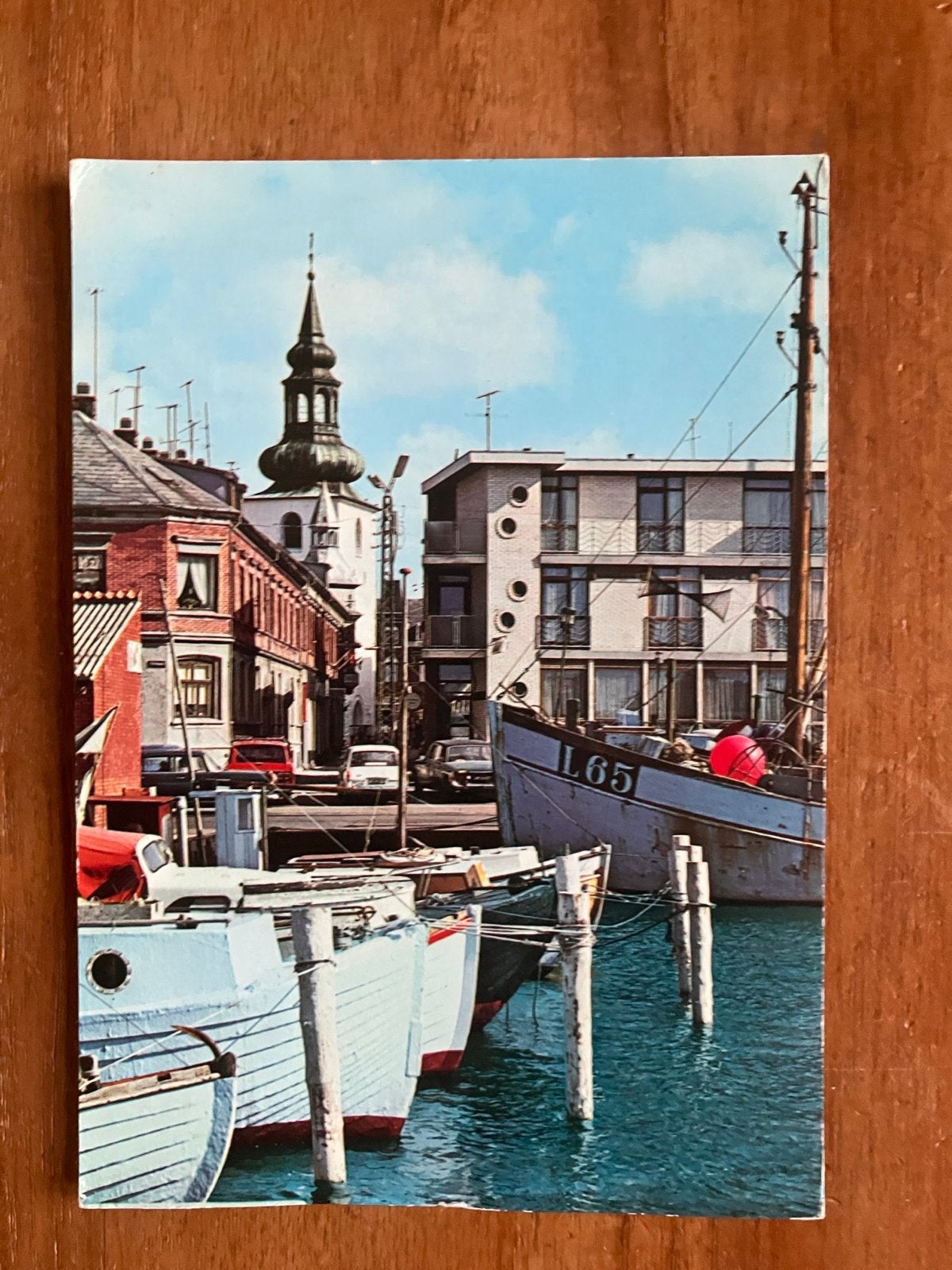 Schepen in de haven van Lemvig, Denemarken - Havenpartij, Ophalen of Verzenden, Gebruikt, Motorboot, Kaart, Foto of Prent