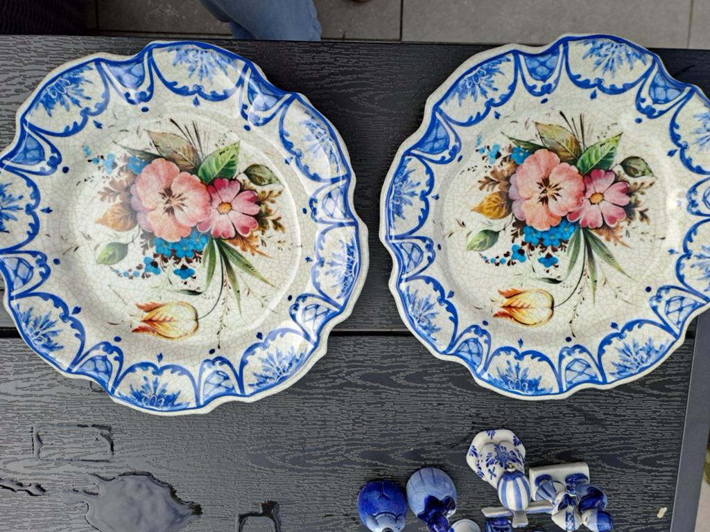2 Melanie kunststof Delftsblauwe decoratieborden, Ophalen of Verzenden