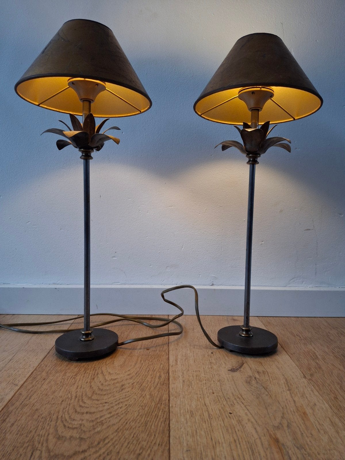 Set van 2 vintage tafellampen Hollywood Regency palmboom, Ophalen of Verzenden