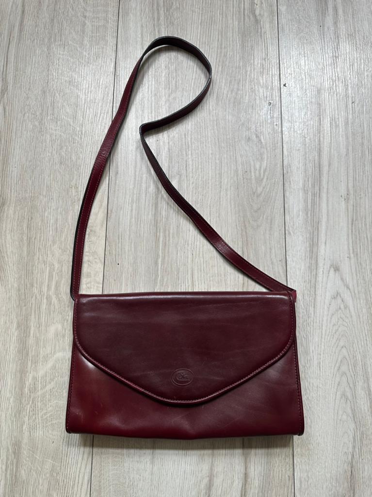 Leren vintage italiaanse schoudertas, Ophalen of Verzenden, Gebruikt, Overige kleuren, Schoudertasje