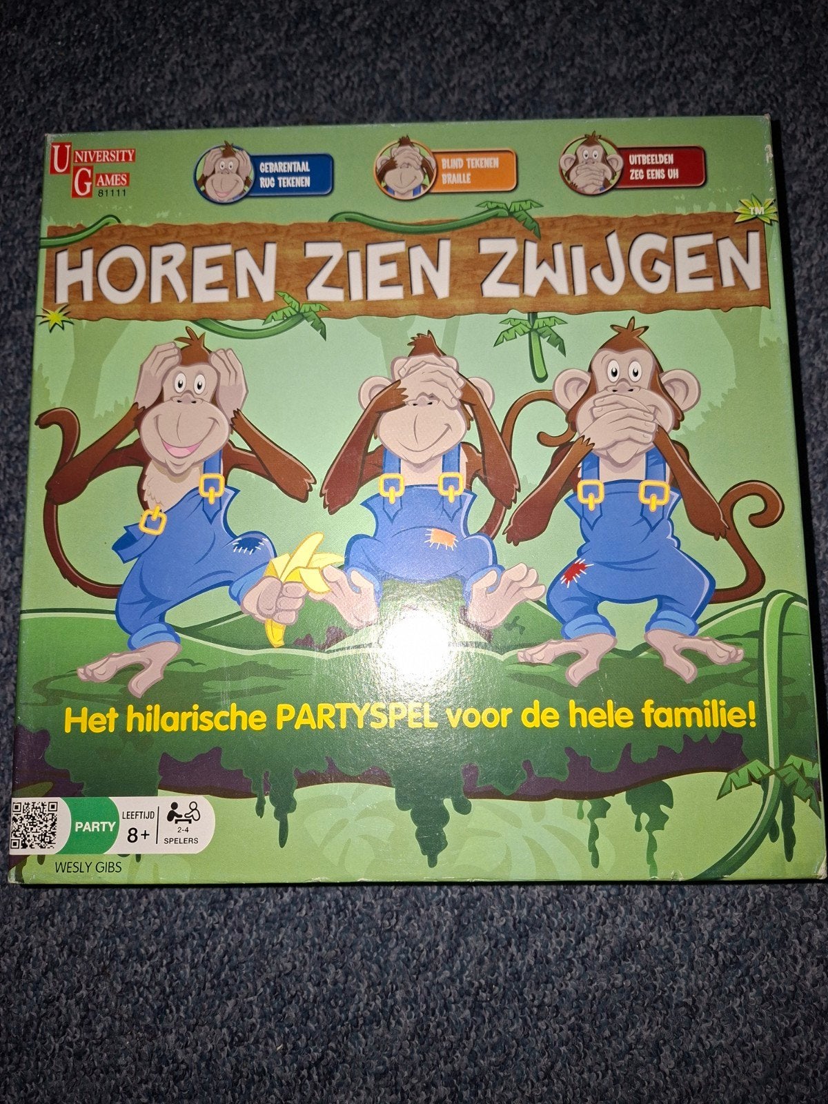 Horen Zien Zwijgen - Het hilarische partyspel!, Vijf spelers of meer, Ophalen of Verzenden, Zo goed als nieuw, University Games