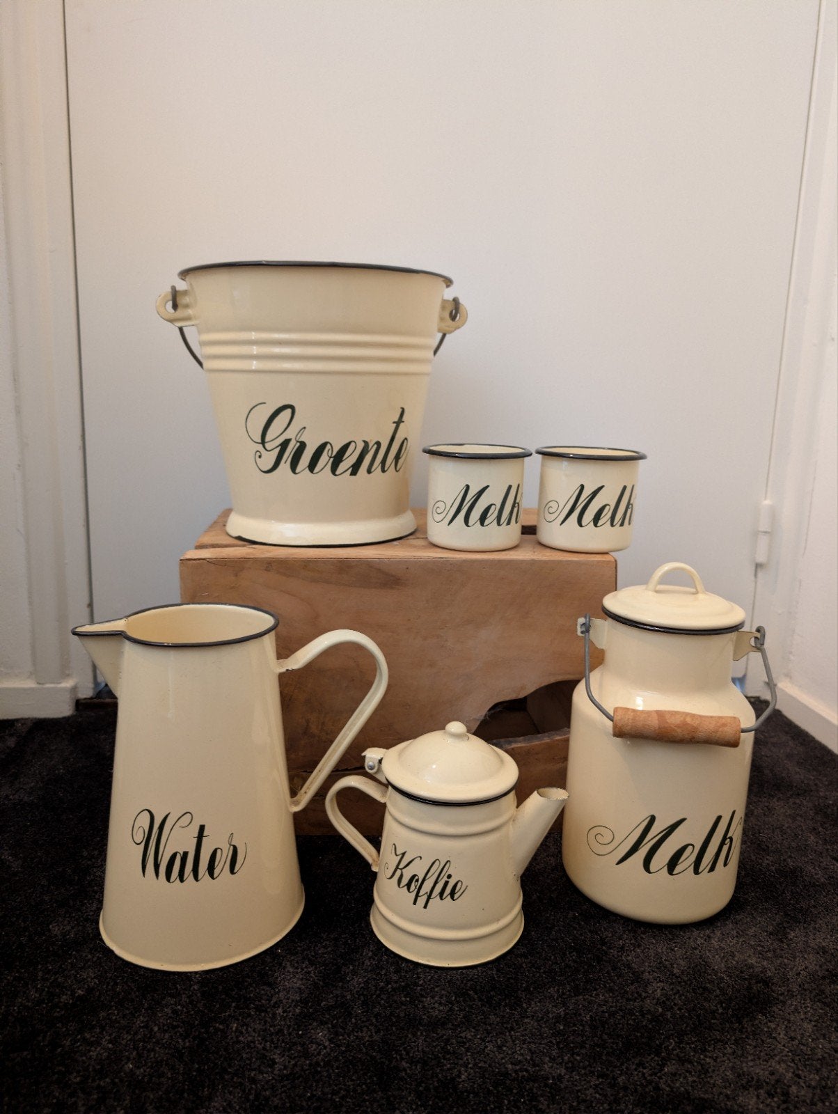 Decoratieve emaille set, Antiek en Kunst, Antiek | Emaille, Ophalen of Verzenden
