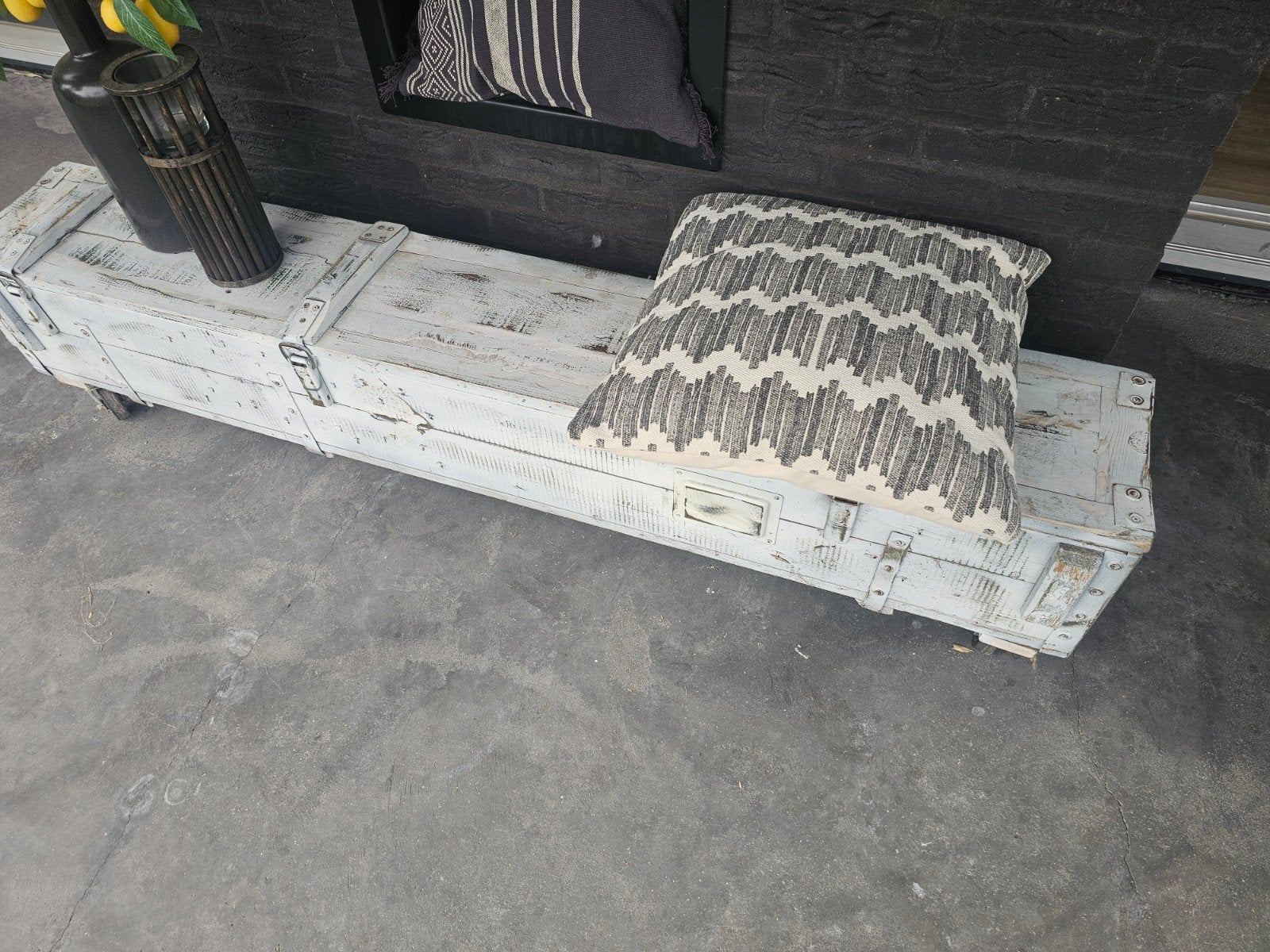 Multifunctionele Oude Legerkist op Wielen - Opbergkist/Tafel, Overige houtsoorten, Minder dan 50 cm, Gebruikt, Ophalen of Verzenden