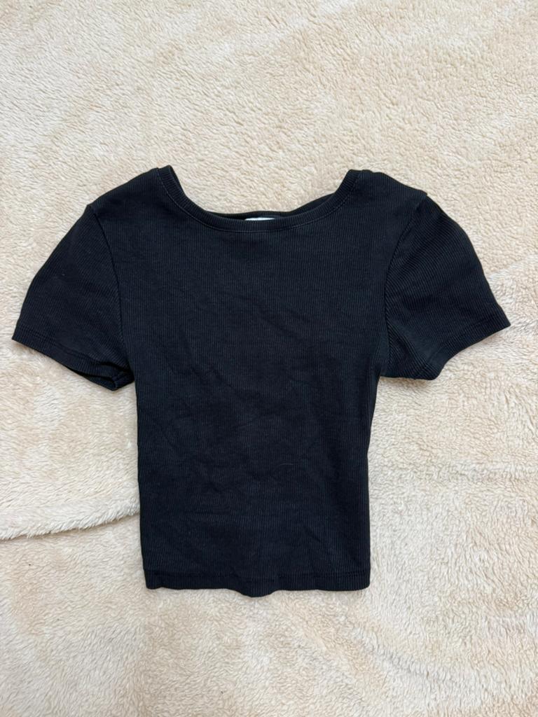 Zwart topje met open rug, Ophalen, Zwart, Zo goed als nieuw, Zonder mouw
