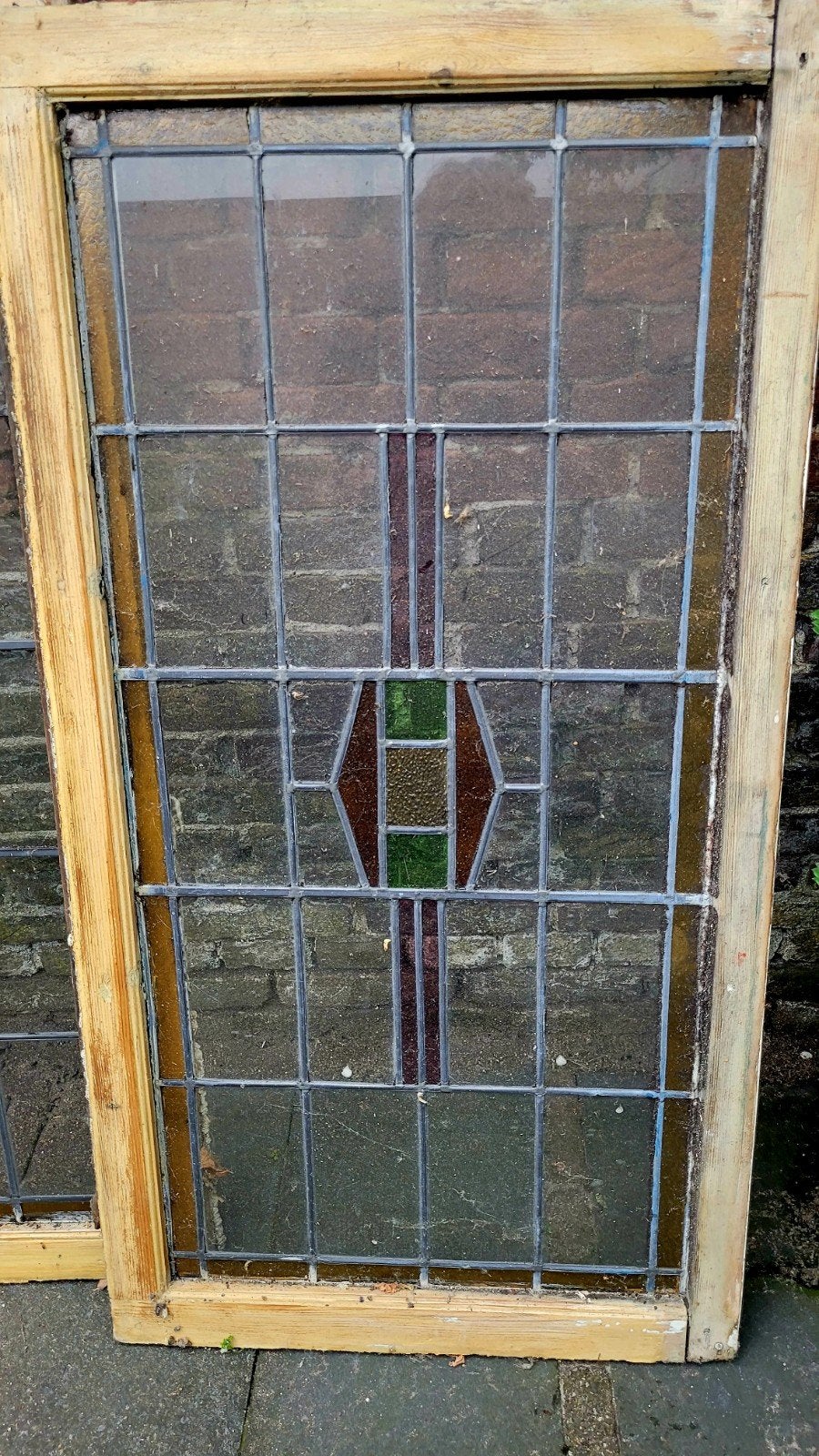 2x Antiek glas in lood raam, Doe-het-zelf en Verbouw, Glas en Ramen, Ophalen, Gevelraam of Ruit, Gebruikt, Glas in lood