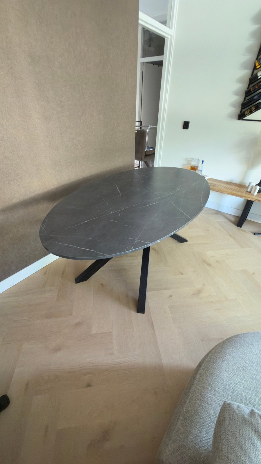 Tafel eetkamer, ovaal, Huis en Inrichting, Tafelonderdelen, Ophalen, 200 cm of meer, 50 tot 100 cm, Zo goed als nieuw