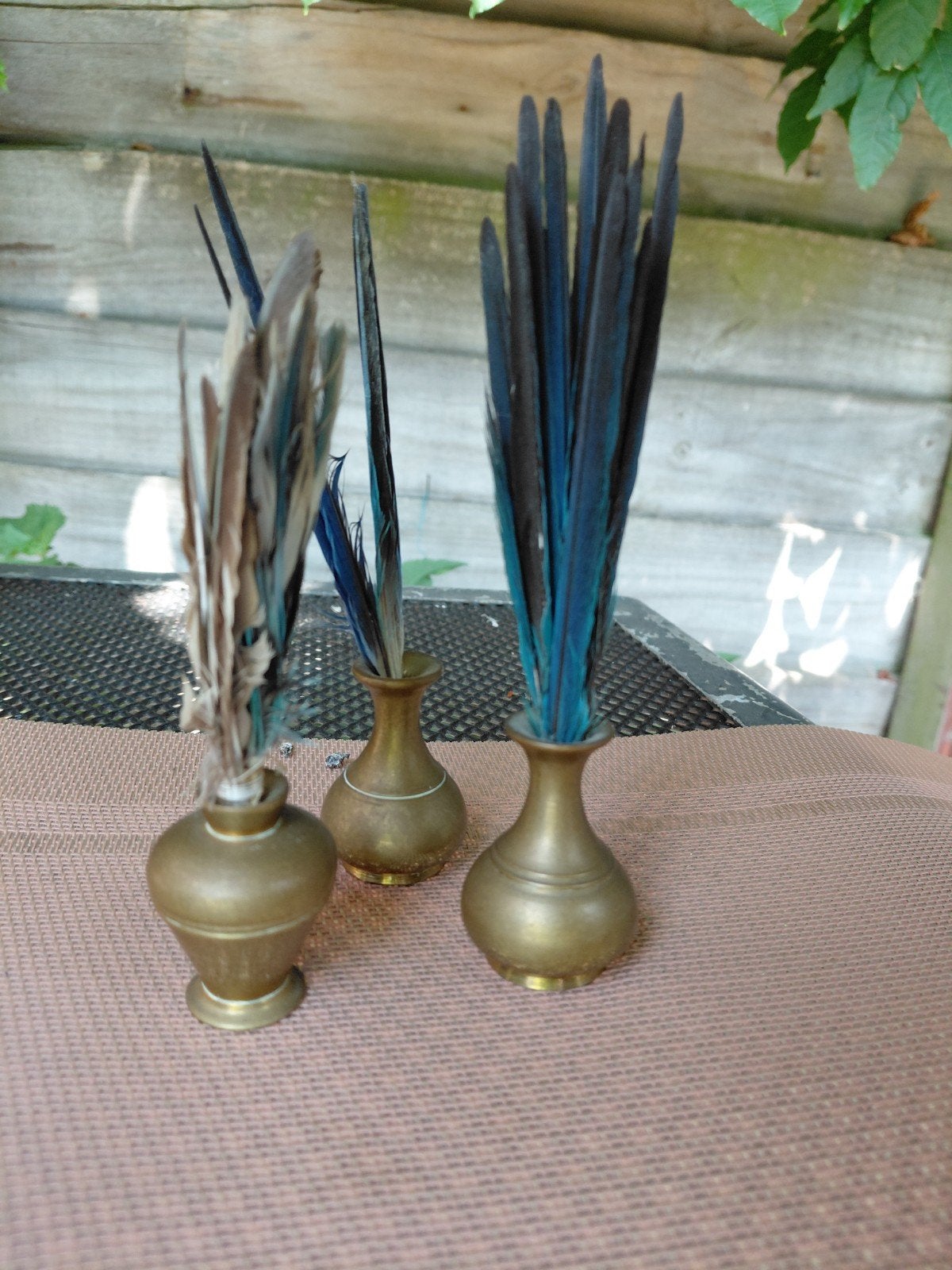 3 hele kleine koperen of bronzen vaasjes.  Merk Cuprea, Antiek en Kunst, Antiek | Vazen, Ophalen of Verzenden