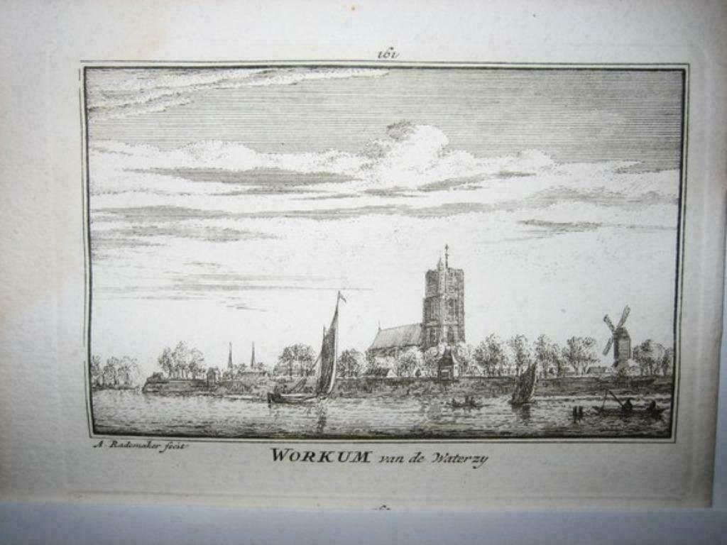 161 / Workum / Workom  Woudrichem Kopergravure 18e Eeuw, Antiek en Kunst, Kunst | Etsen en Gravures, Ophalen of Verzenden