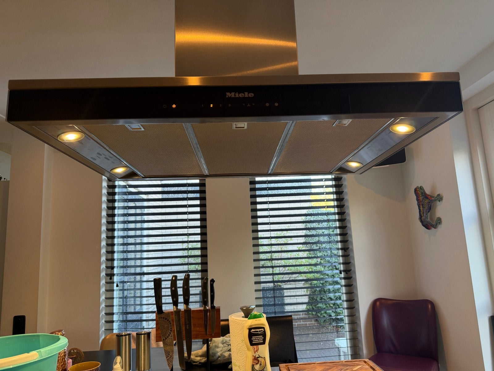 Miele Eilandschouwkap DA 6698D - RVS met Zwart Glas, Witgoed en Apparatuur, Ophalen, Zo goed als nieuw, Vrijstaand, Motor