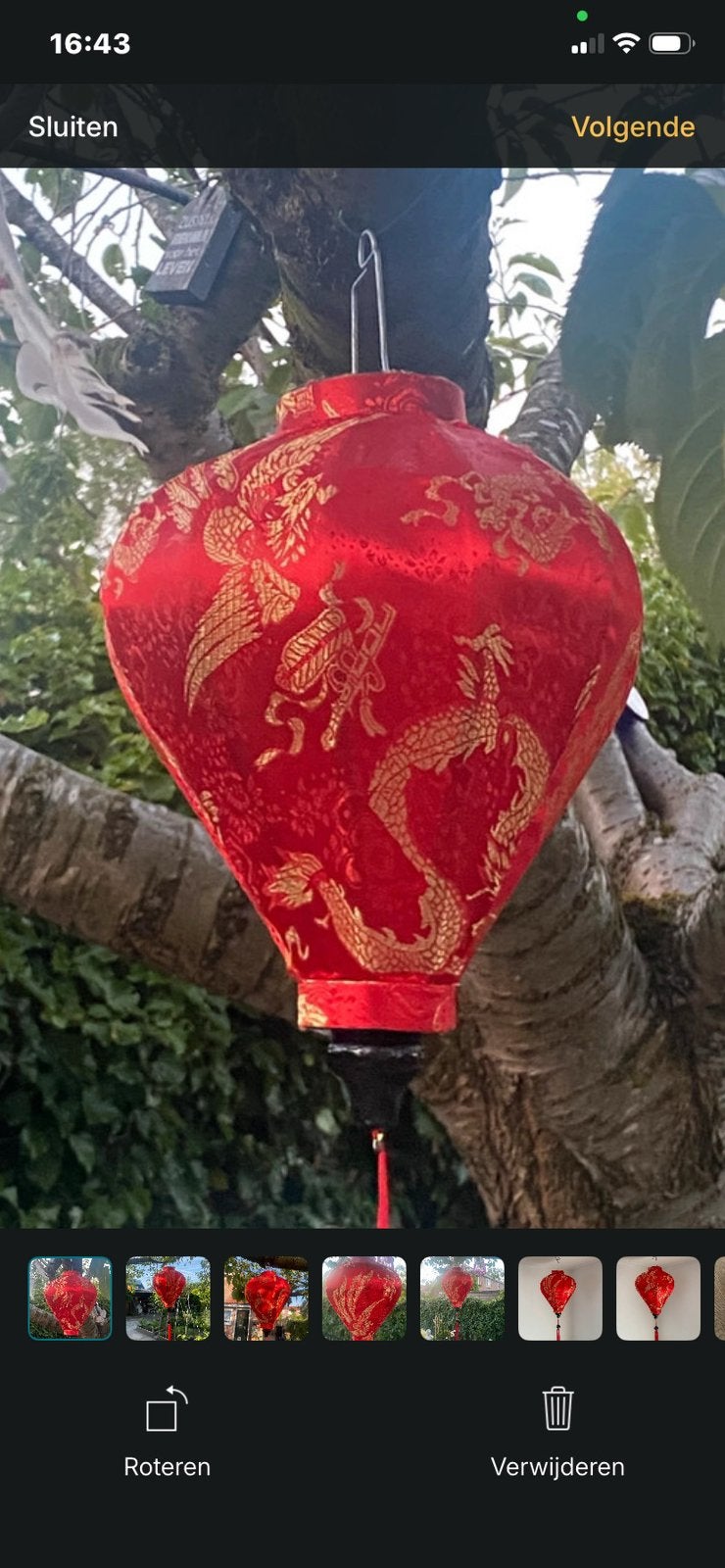 Vietnamese Lampion handgemaakt, Huis en Inrichting, Lampen | Hanglampen, Nieuw, Hout, Textiel, Overige fittingen, Ophalen of Verzenden