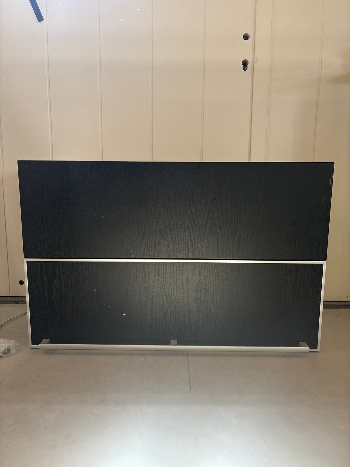 Zwart wandmeubel met glazen planken, Huis en Inrichting, Kasten | Televisiemeubels, Ophalen, Gebruikt, 100 tot 150 cm, Glas