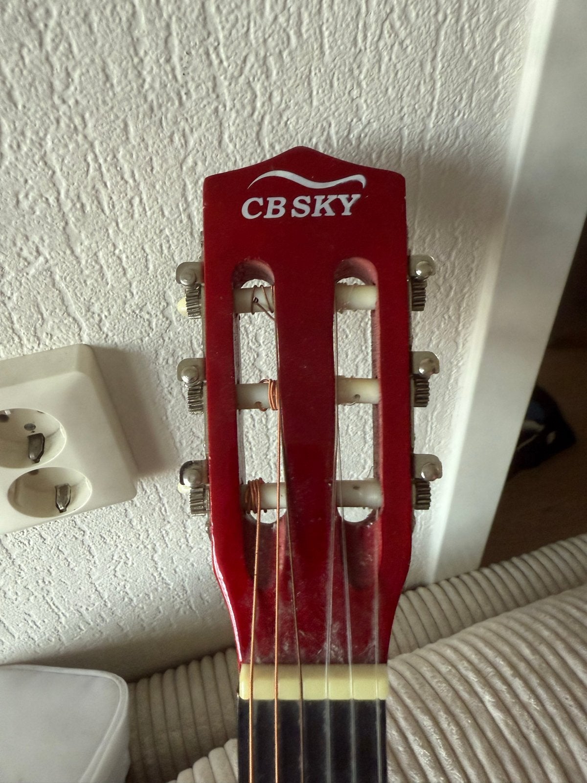 CB SKY Klassieke gitaar - Rood/Naturel - Gebruikt, Ophalen, Gebruikt, Klassieke of Spaanse gitaar