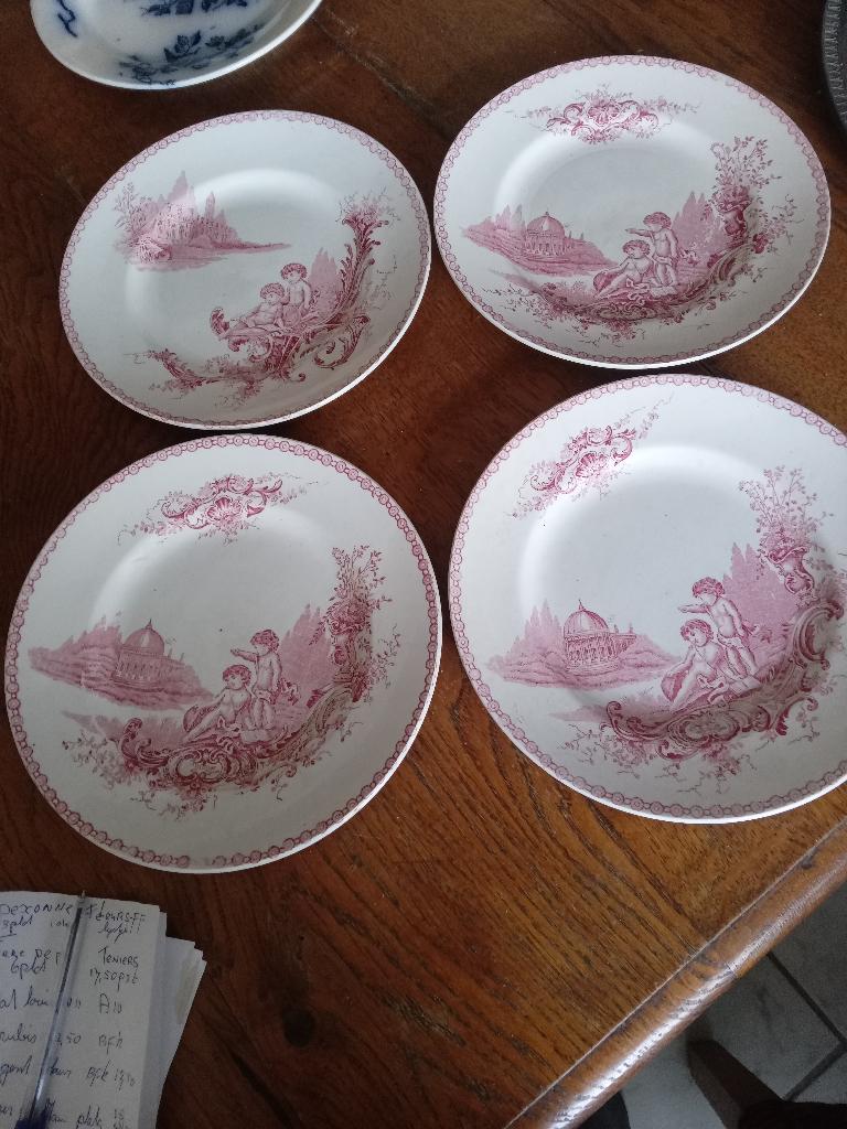 3 antieke terre de fer borden uit Frankrijk TRIANON, Antiek en Kunst, Ophalen of Verzenden