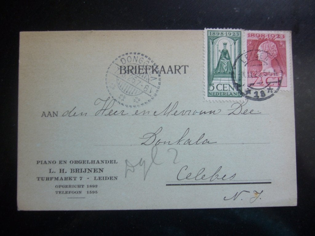 RECLAME BRIEFKAART LEIDEN = PIANO EN ORGELHANDEL L.H BRIJNEN, Ophalen of Verzenden, 1920 tot 1940, Gelopen, Zuid-Holland
