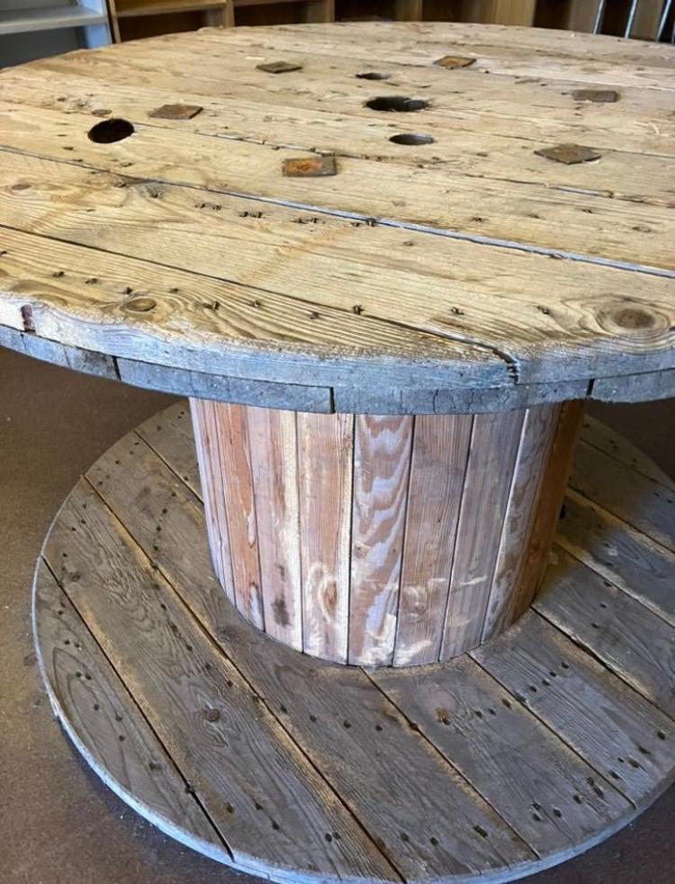 Leuke houten haspel, terras tafel, Tuin en Terras, Ophalen, Gebruikt, Rond, Hout