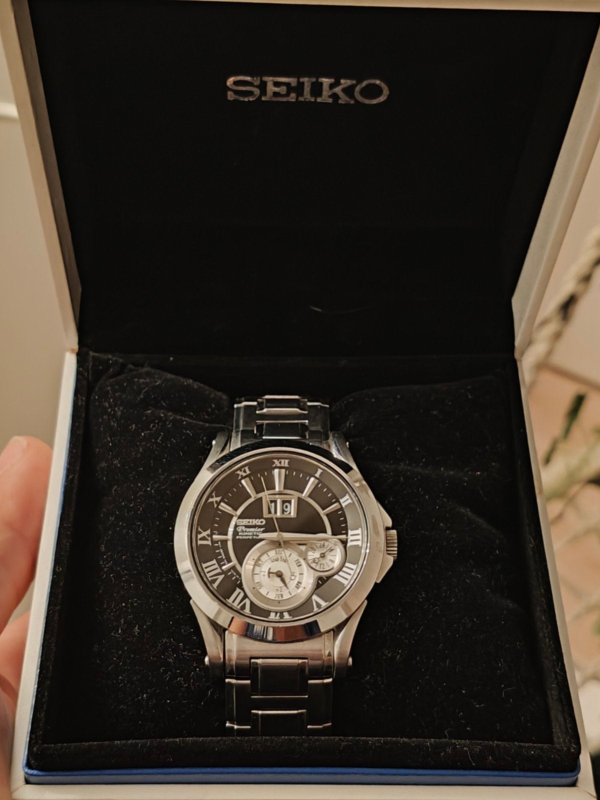 Seiko Kinetic Perpetual Herenhorloge - Zo goed als nieuw, Staal, Polshorloge, Ophalen of Verzenden, Zo goed als nieuw