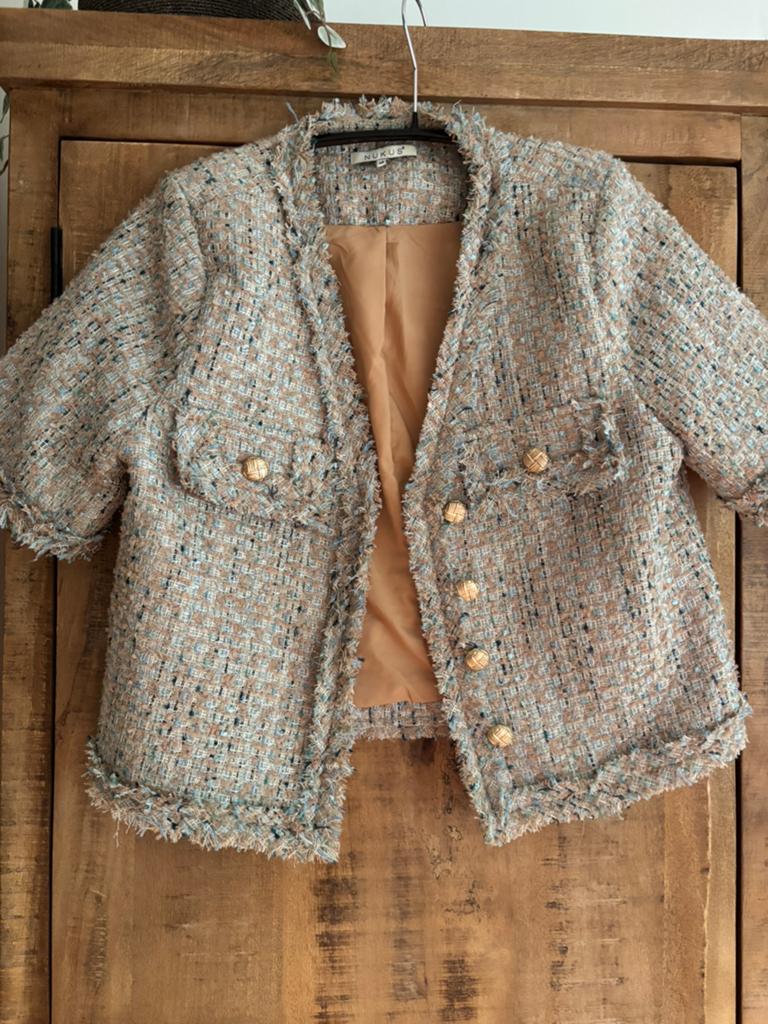 Nukus Tweed Jasje Maat M - Zo goed als nieuw, Beige, Zo goed als nieuw, Jasje, Ophalen