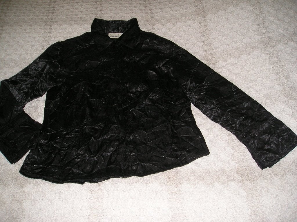 zwarte glans blouse Surrender maat XL, Ophalen, Surrender, Zwart, Maat 46/48 (XL) of groter