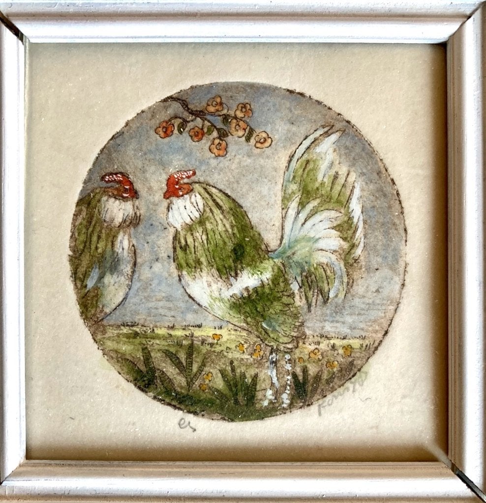 4 etsen, Antiek en Kunst, Ophalen, 8 cm, 8 cm, Flora en Fauna