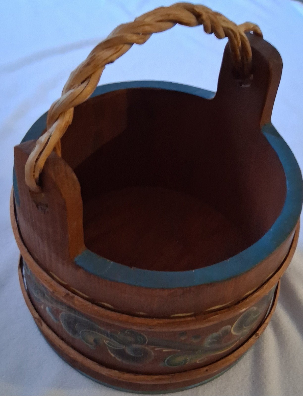 Decoratieve houten emmer met beschildering, Antiek en Kunst, Ophalen