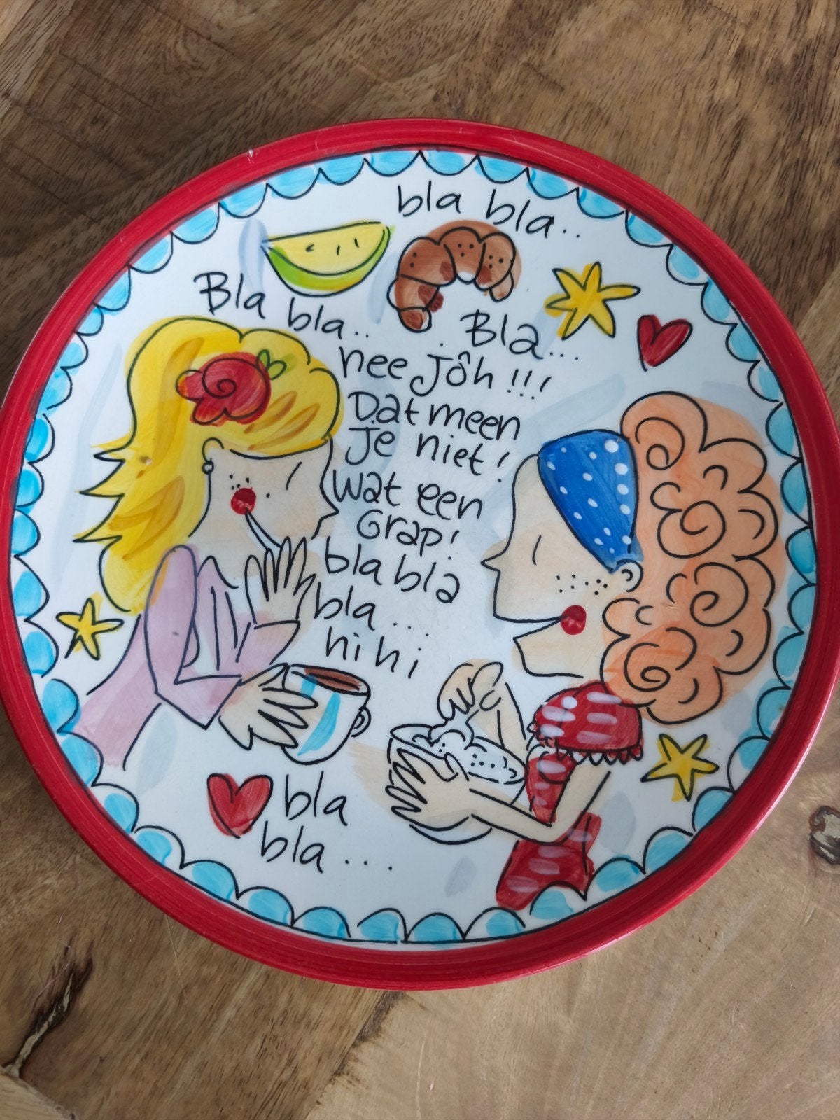Blond Amsterdam bord 'Bla bla bla', Gebruikt, Overige merken, Ophalen of Verzenden, Bord(en)