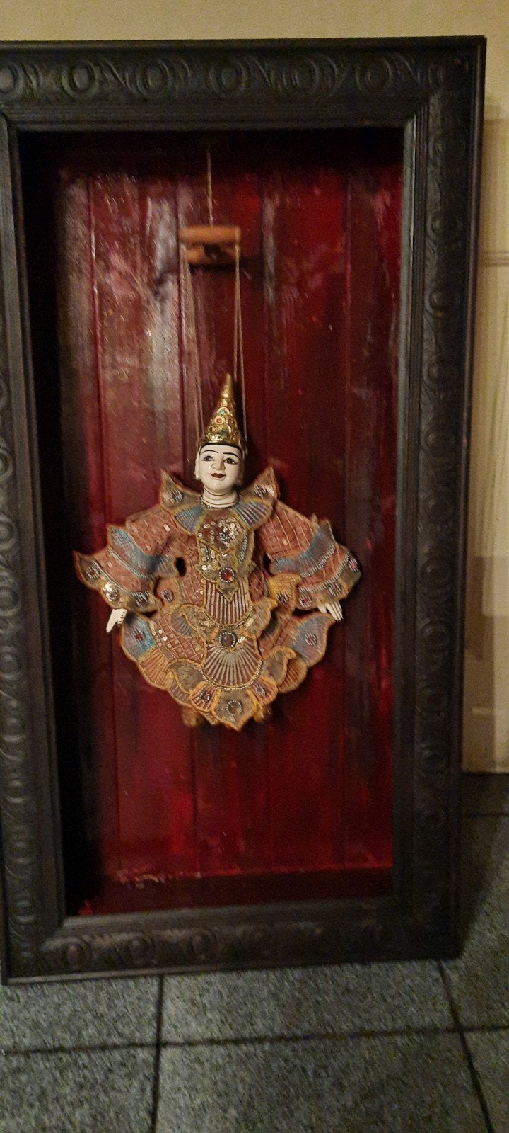 Birmaanse marionet in lijst - Traditionele kunst, Hout, Ingelijst, Ophalen of Verzenden, Meerkleurig