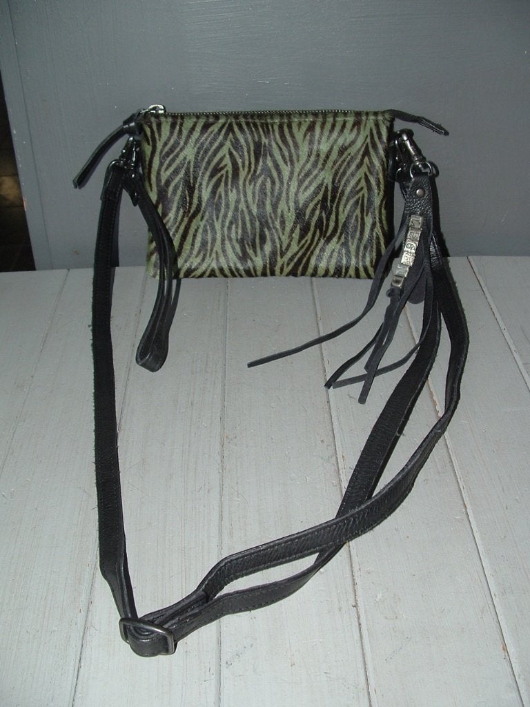 Legend Como Zebra schoudertas clutch vachtje, Ophalen of Verzenden, Zo goed als nieuw, Groen, Leer