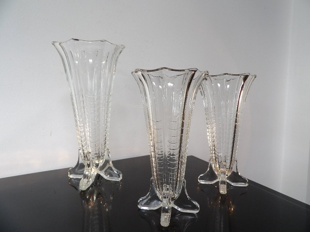 Art Deco Vazen set Val St Lambert Montesquieu 1935, Ophalen of Verzenden
