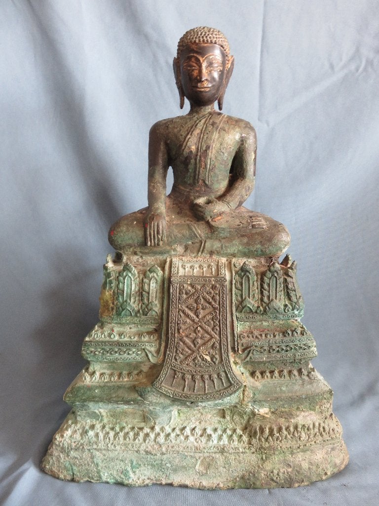 Groot Boeddha ( Maitreya  ) beeld in brons. - 18e  eeuw, Antiek en Kunst, Antiek | Koper en Brons, Ophalen of Verzenden, Brons